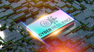 Cyber resilience graphic with padlock icon on a digital circuit board, illustrating the theme of the techUK webinar round-up