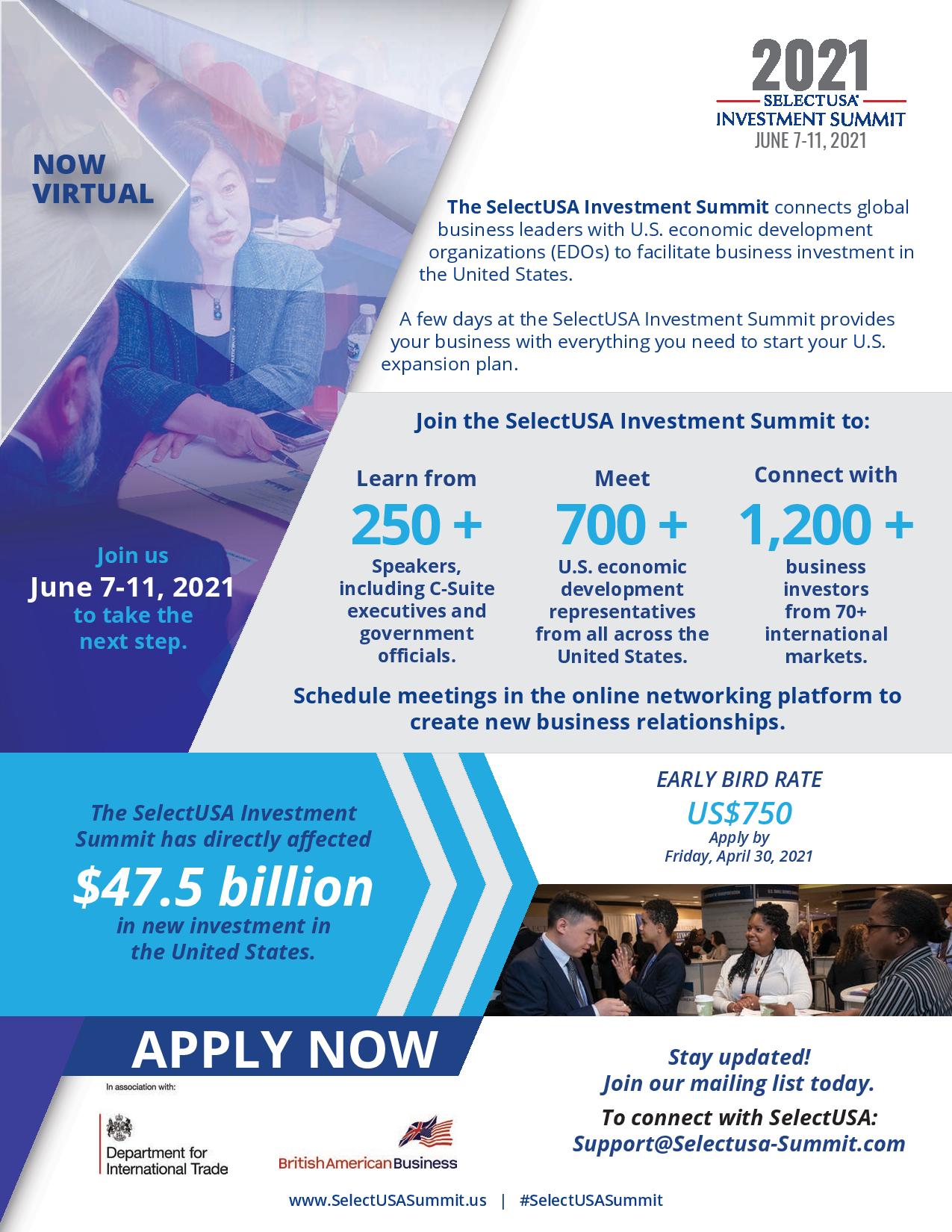 2021 SelectUSA Investment Summit Flyer